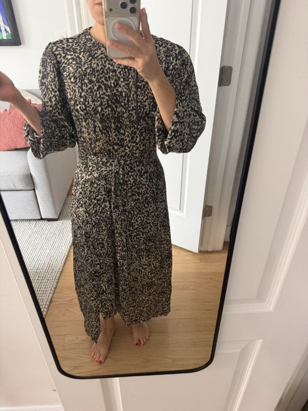 IRO Romeri Leopard Print Silk Crepon Midi Dress Size 34 / US 2